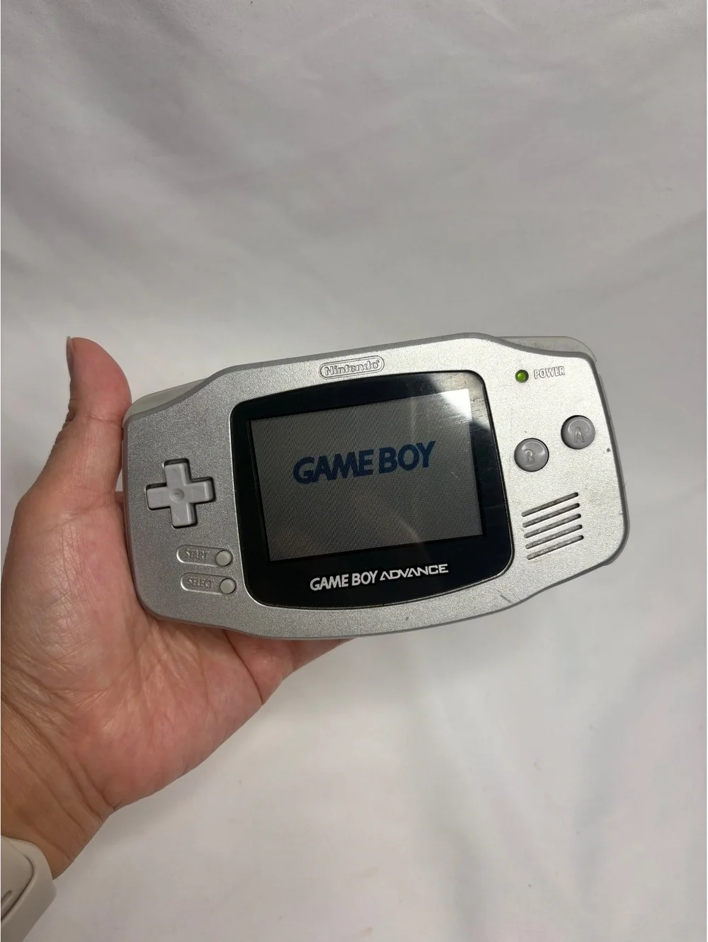Nintendo Game Boy Advance AGB-001 Silver Console - Powers On - For Parts/Repair
